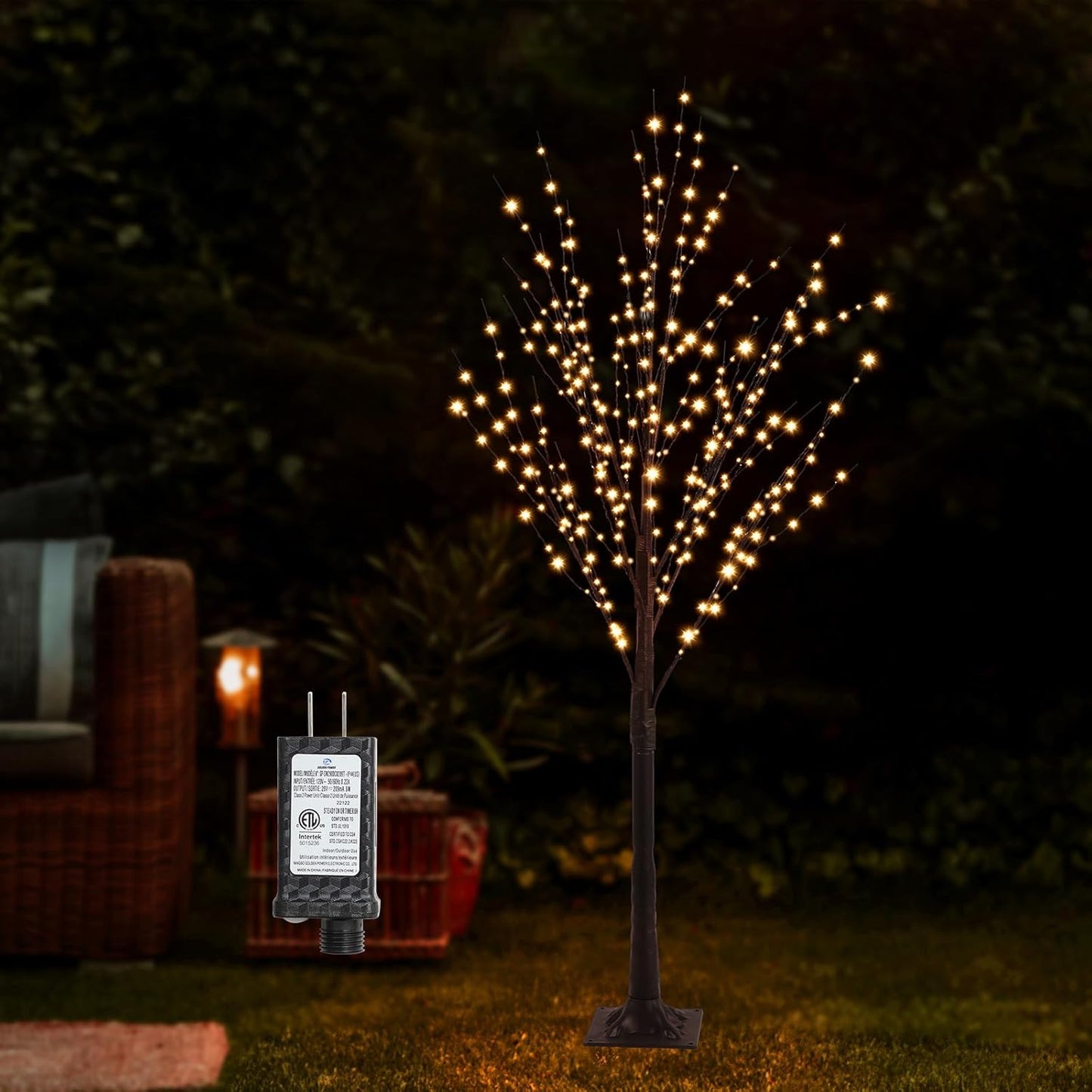 6FT Halloween Tree 500 LED Lighted Twig Tree with Twinkle Lights, LED Birch Tree with Timer for Outdoor Indoor Home Party Yard Easter Christmas Decoration (Warm White Light)