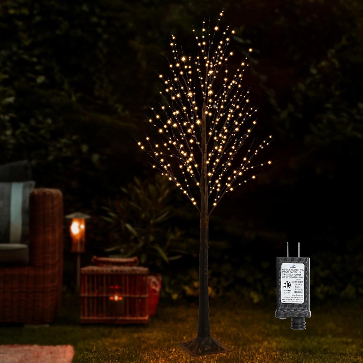 6FT Halloween Tree 500 LED Lighted Twig Tree with Twinkle Lights, LED Birch Tree with Timer for Outdoor Indoor Home Party Yard Easter Christmas Decoration (Warm White Light)