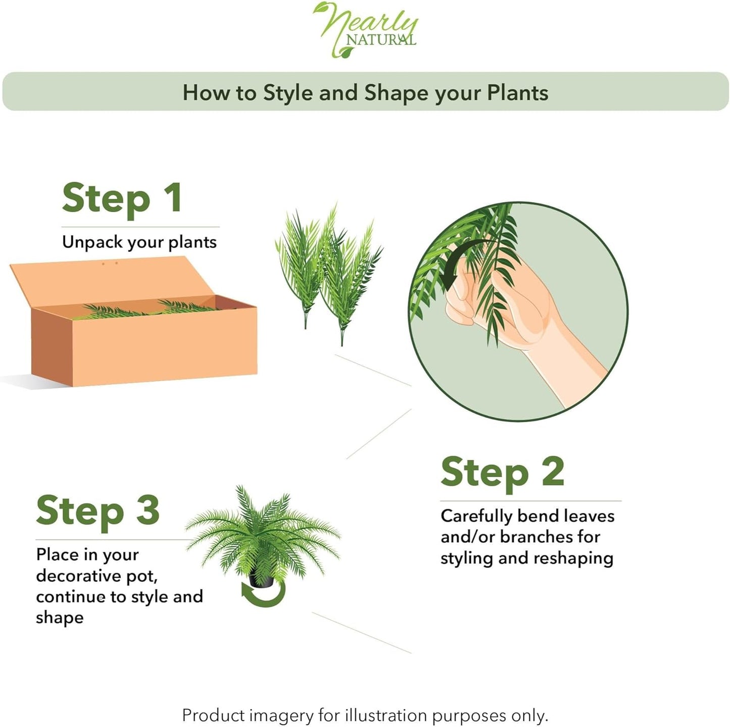 Nearly Natural 48-in Artificial Boston Fern, Set of 2, Large Hanging Fake Plant Wall Decor with 67 Fronds, Faux Fern Vines that Look Real for Home and Office Decor