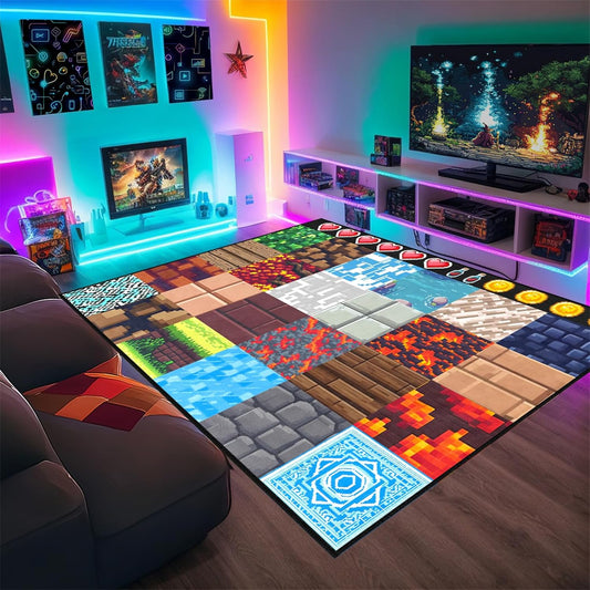 Cool Game Rug for Teen Boys Room Funny Gamer Rug for Boys Bedroom, Gaming Carpet Kids Play Mat for Living Room Playroom Game Decoration Floor Mats, 5'x7'