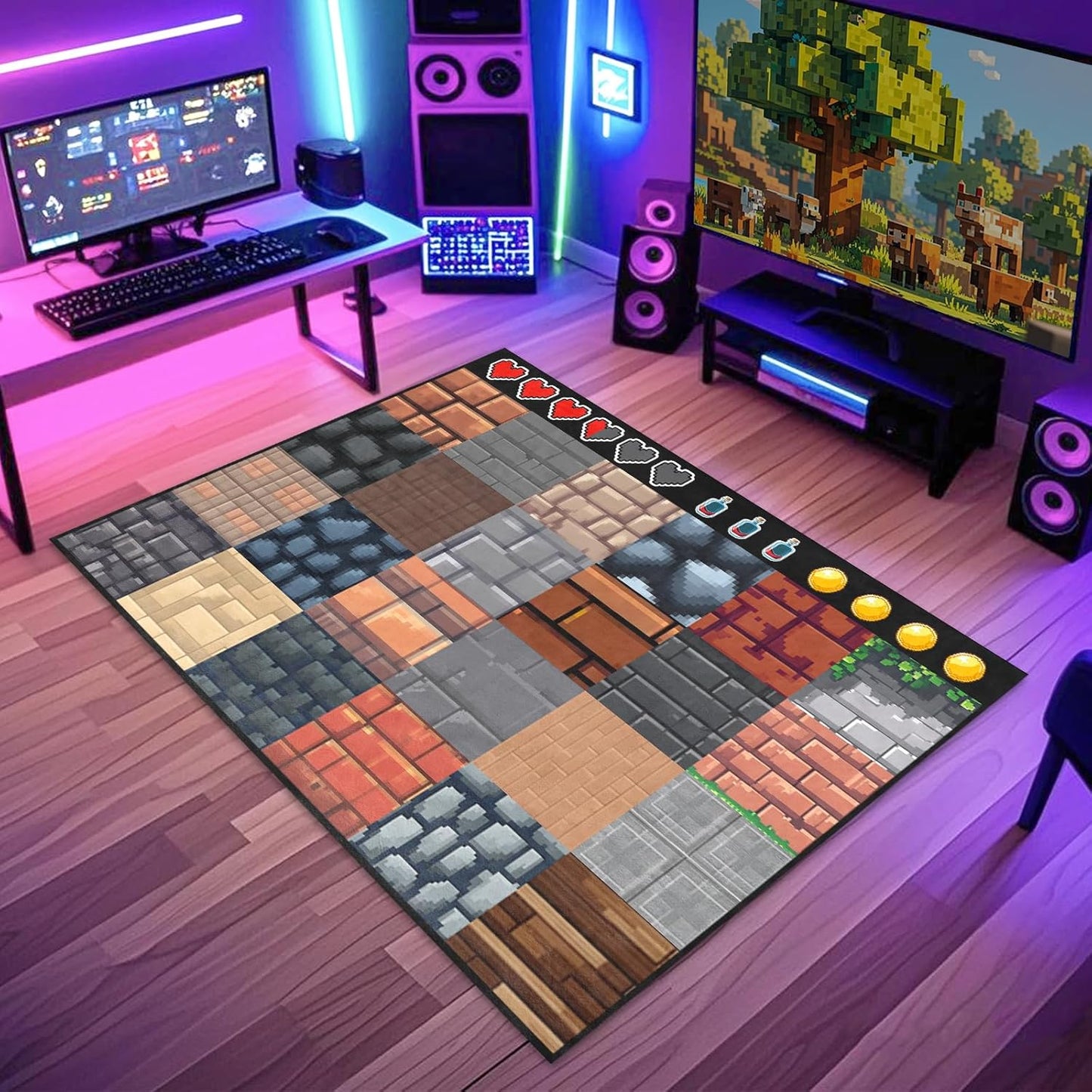 Cool Game Rug for Teen Boys Room Funny Gamer Rug for Boys Bedroom, Gaming Carpet Kids Play Mat for Living Room Playroom Game Decoration Floor Mats, 5'x7'