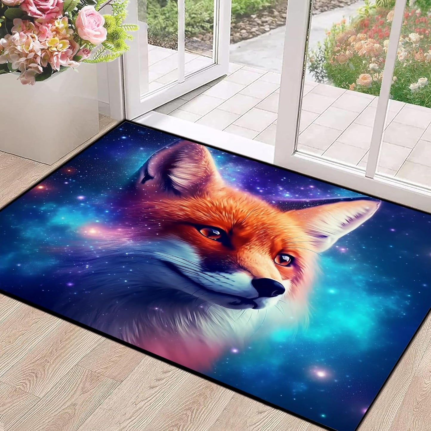 5' X 7' Galaxy Area Rug Dark Blue Starry Sky Carpets for Kids Bedroom Living Room Glitter Outer Space Throw Rugs Floor Mat