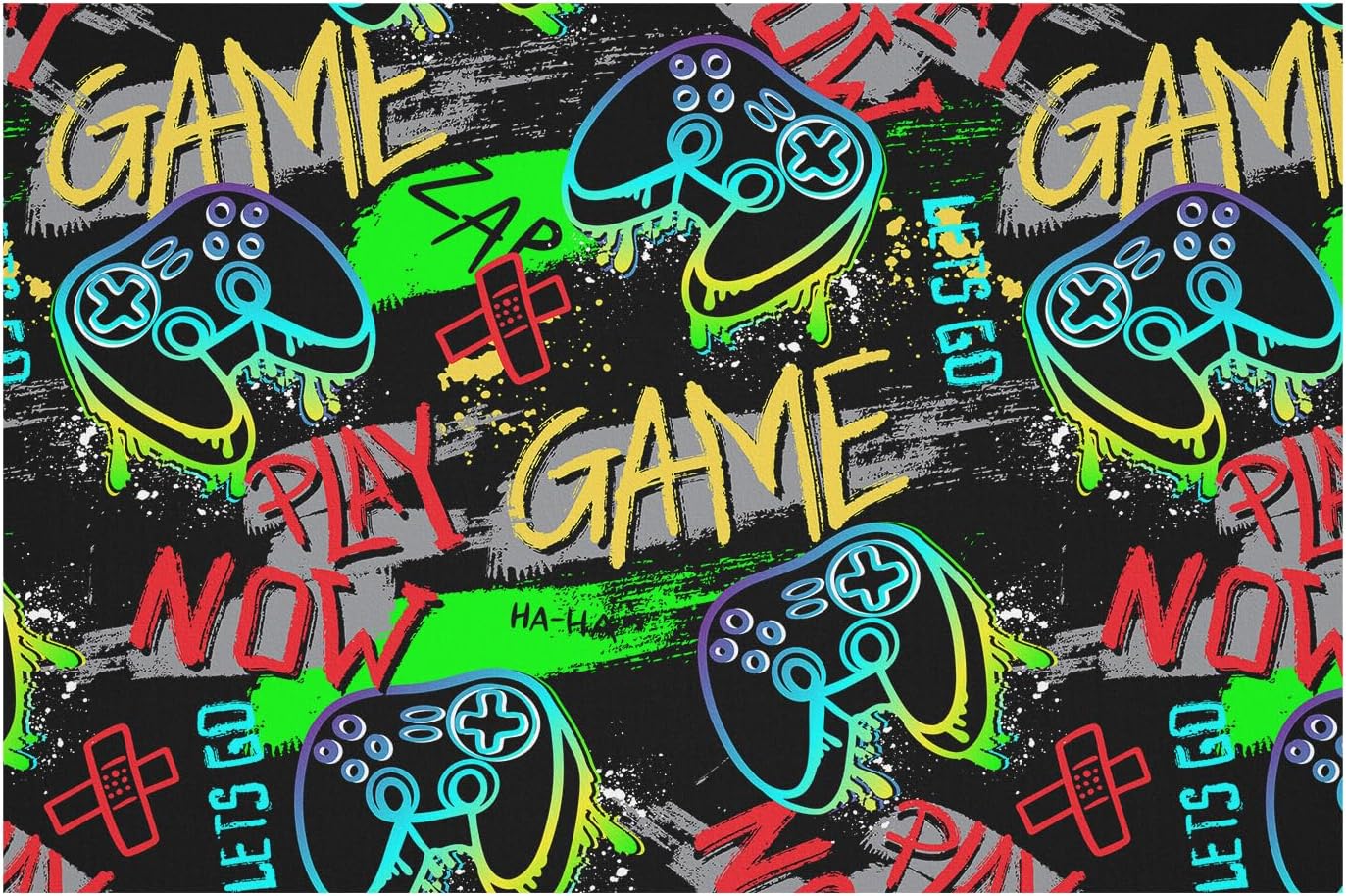 Gamer Rug for Game Room 5'x7' Non-Slip Gaming Rugs,Cool Graffiti Carpet for Bedroom Living Room Decor