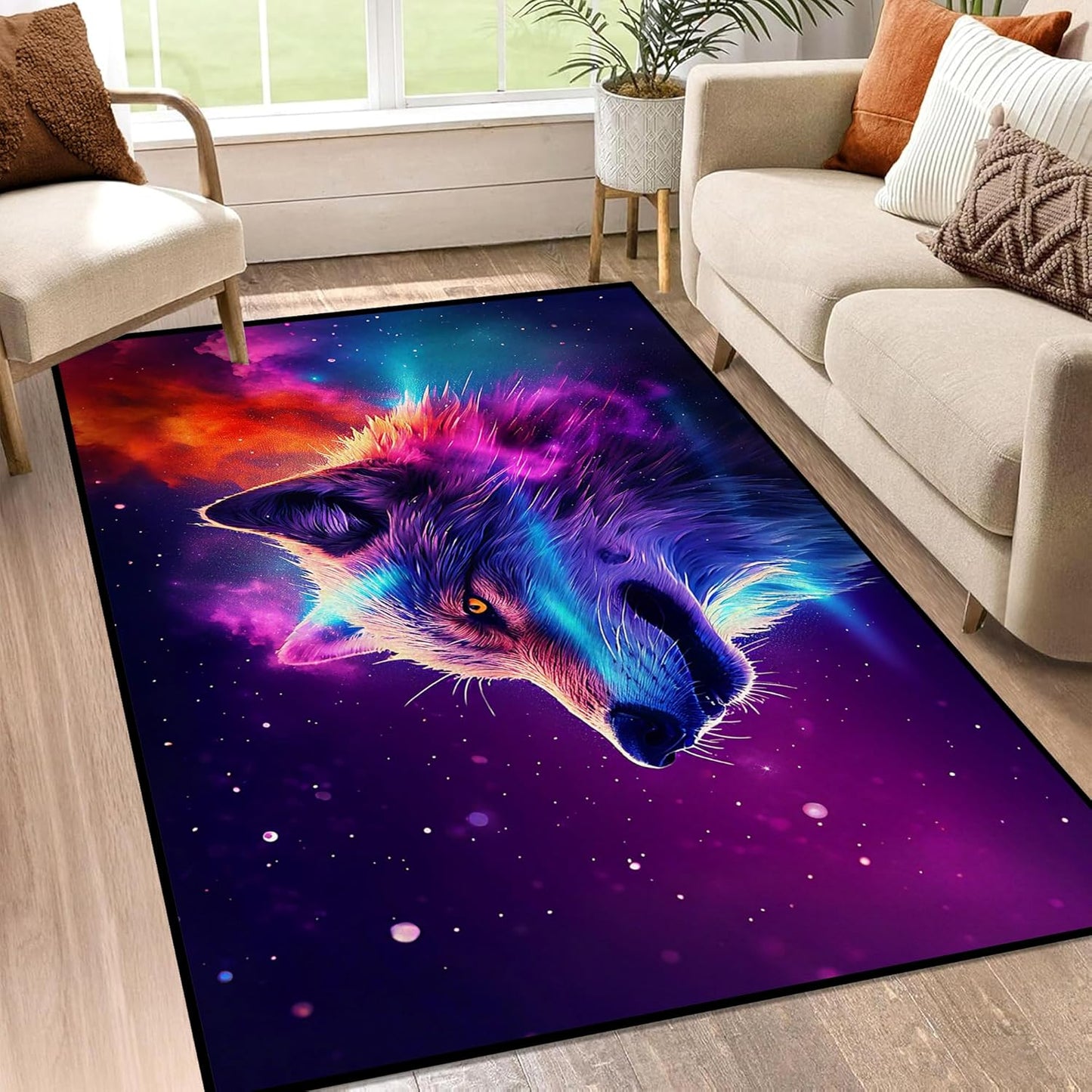 5' X 7' Galaxy Area Rug Dark Blue Starry Sky Carpets for Kids Bedroom Living Room Glitter Outer Space Throw Rugs Floor Mat