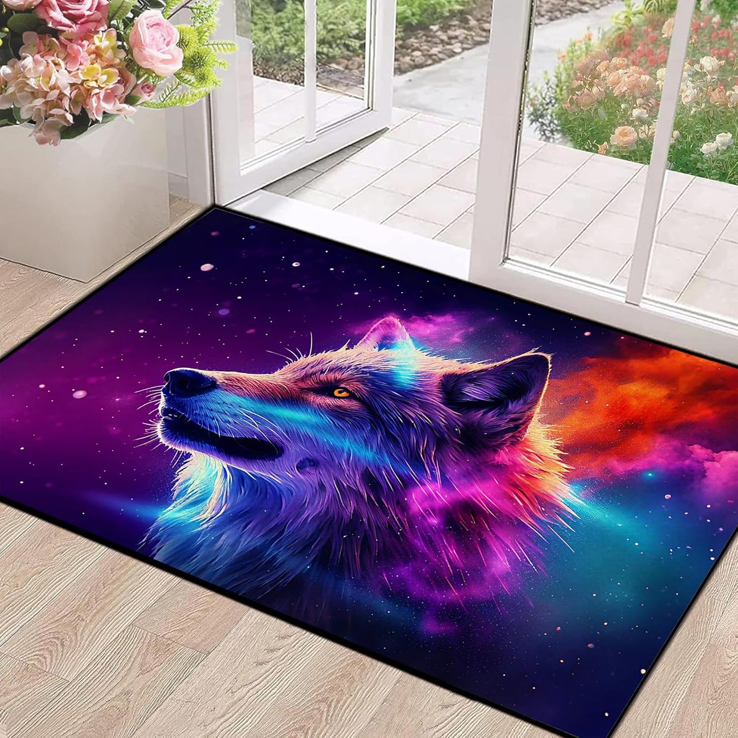 5' X 7' Galaxy Area Rug Dark Blue Starry Sky Carpets for Kids Bedroom Living Room Glitter Outer Space Throw Rugs Floor Mat