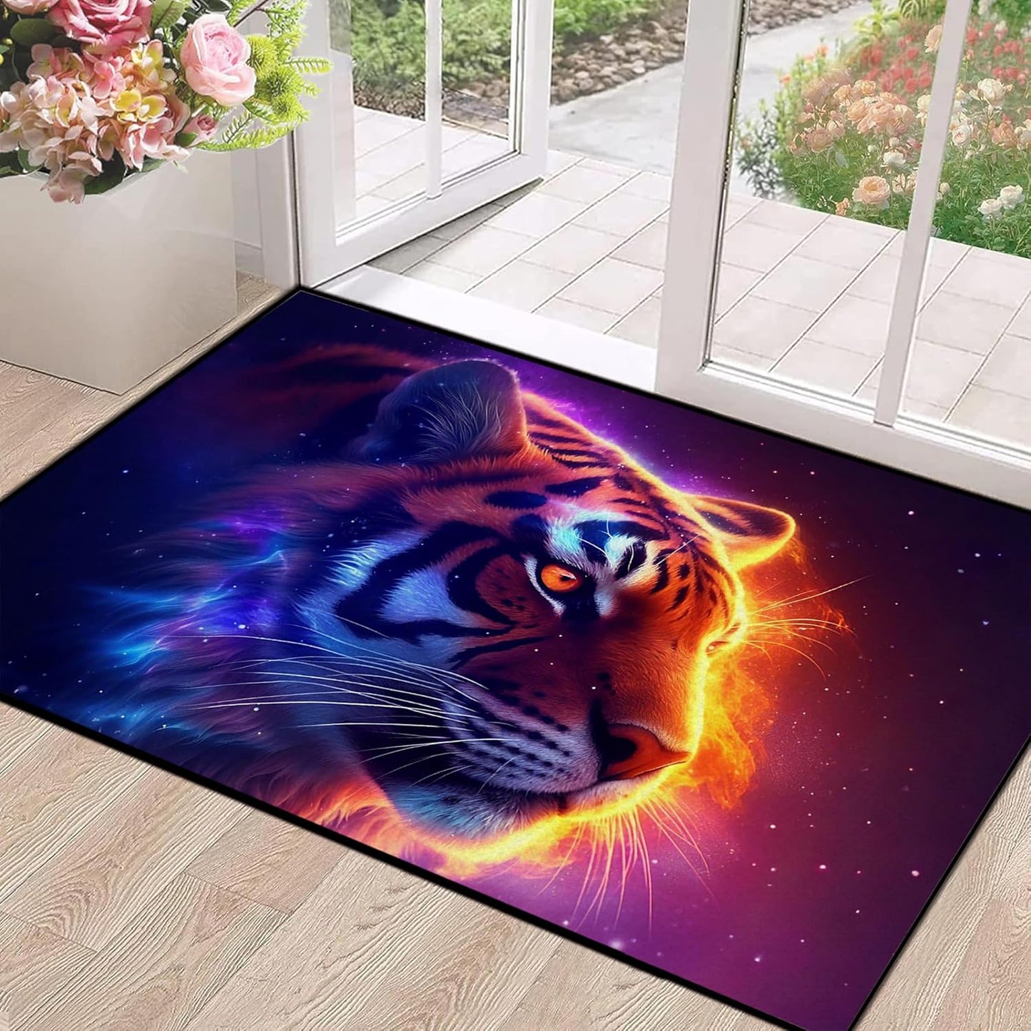 5' X 7' Galaxy Area Rug Dark Blue Starry Sky Carpets for Kids Bedroom Living Room Glitter Outer Space Throw Rugs Floor Mat