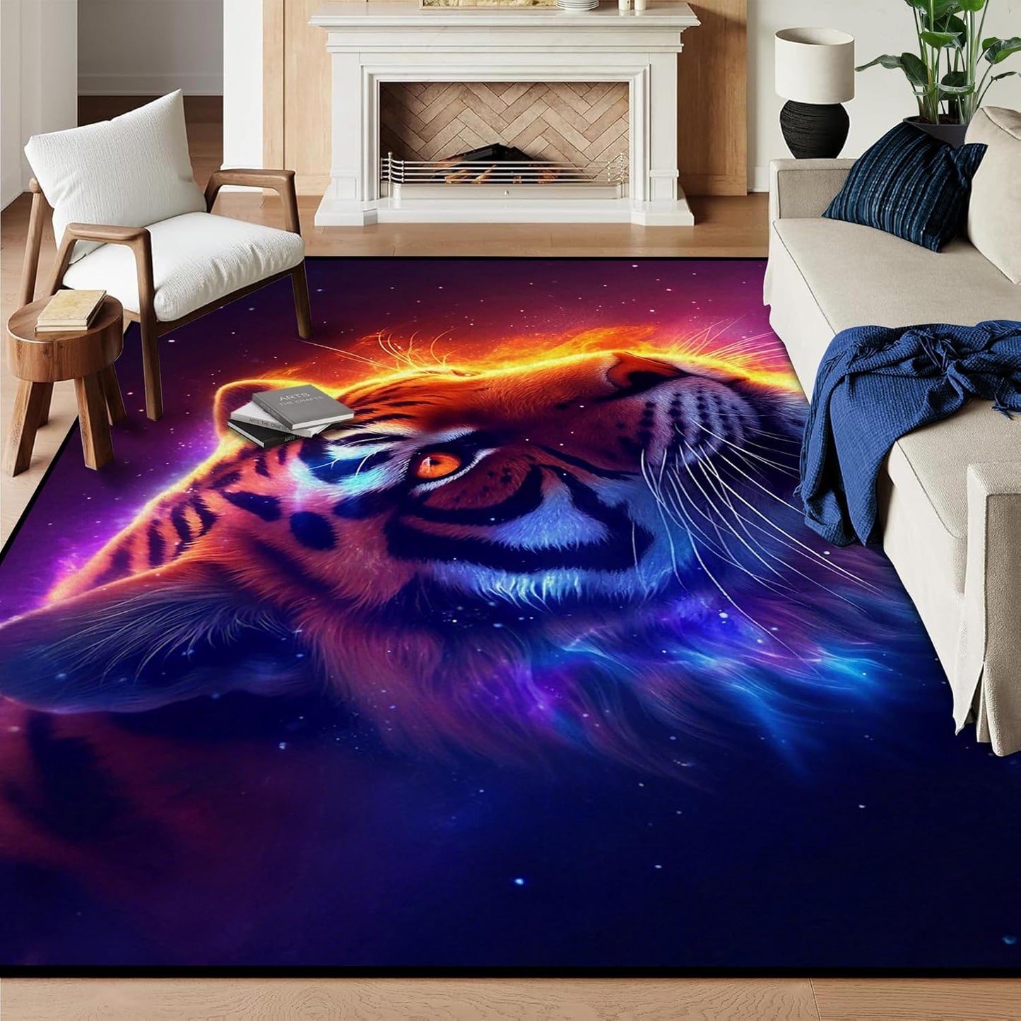5' X 7' Galaxy Area Rug Dark Blue Starry Sky Carpets for Kids Bedroom Living Room Glitter Outer Space Throw Rugs Floor Mat