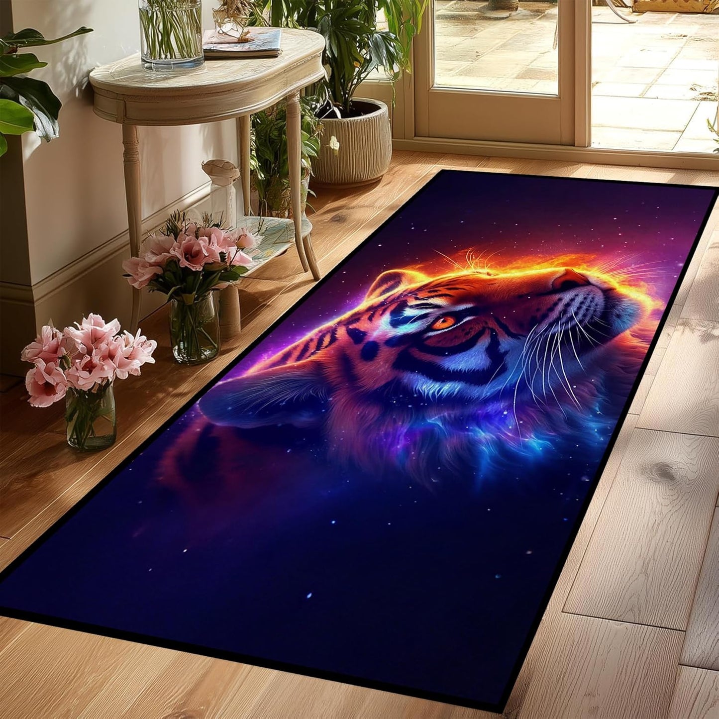 5' X 7' Galaxy Area Rug Dark Blue Starry Sky Carpets for Kids Bedroom Living Room Glitter Outer Space Throw Rugs Floor Mat