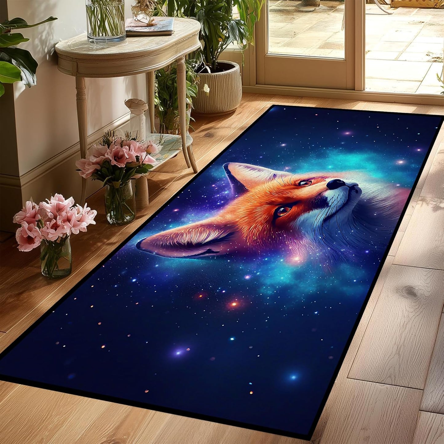 5' X 7' Galaxy Area Rug Dark Blue Starry Sky Carpets for Kids Bedroom Living Room Glitter Outer Space Throw Rugs Floor Mat