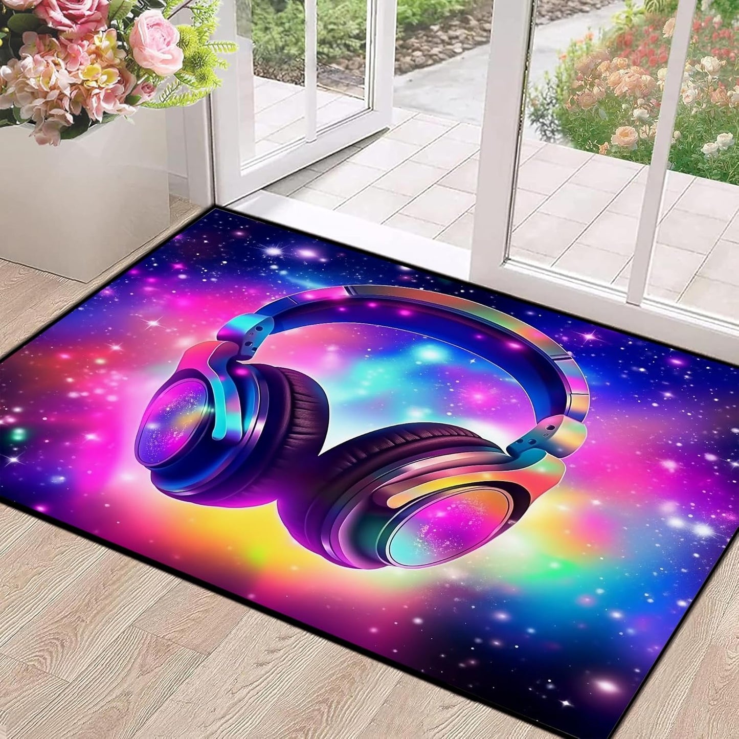 5' X 7' Galaxy Area Rug Dark Blue Starry Sky Carpets for Kids Bedroom Living Room Glitter Outer Space Throw Rugs Floor Mat