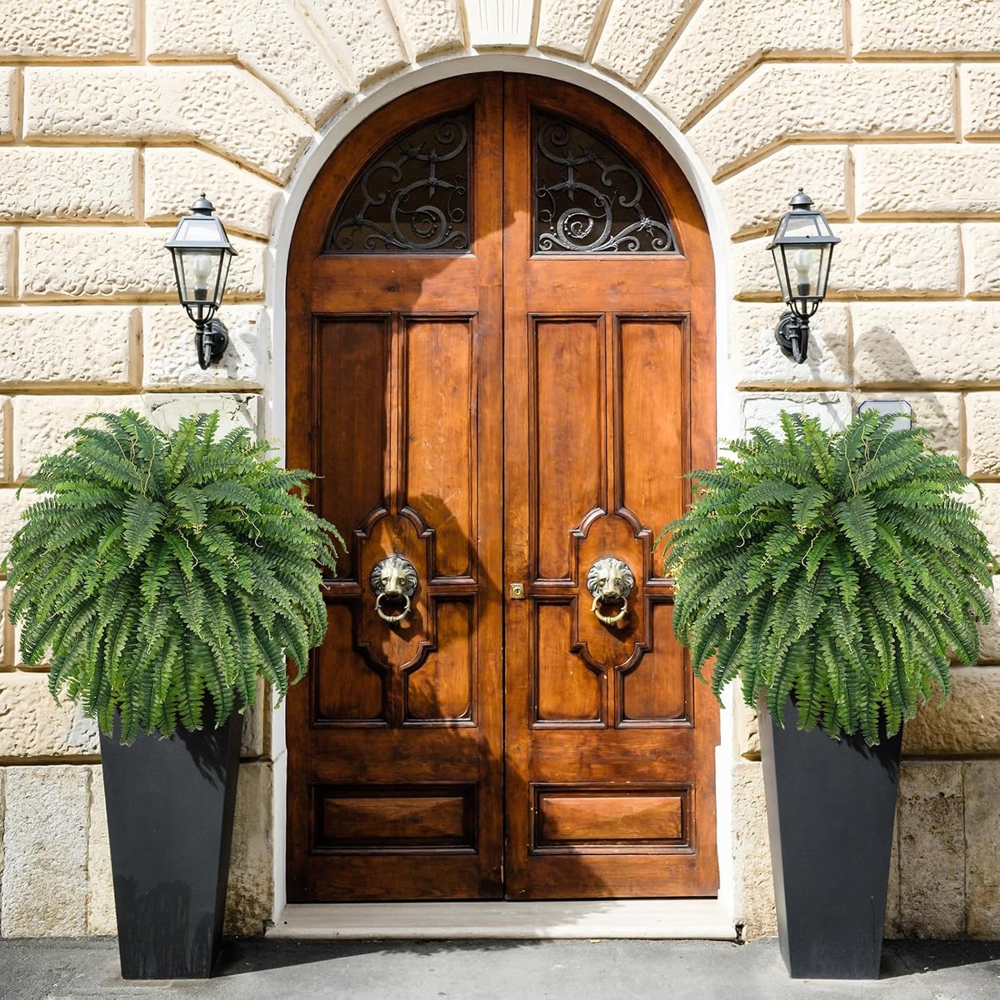 50" Artificial Boston Ferns, Fake Bush Plants, Large Faux Ferns with 96 Fronds for Outdoors Home Decor