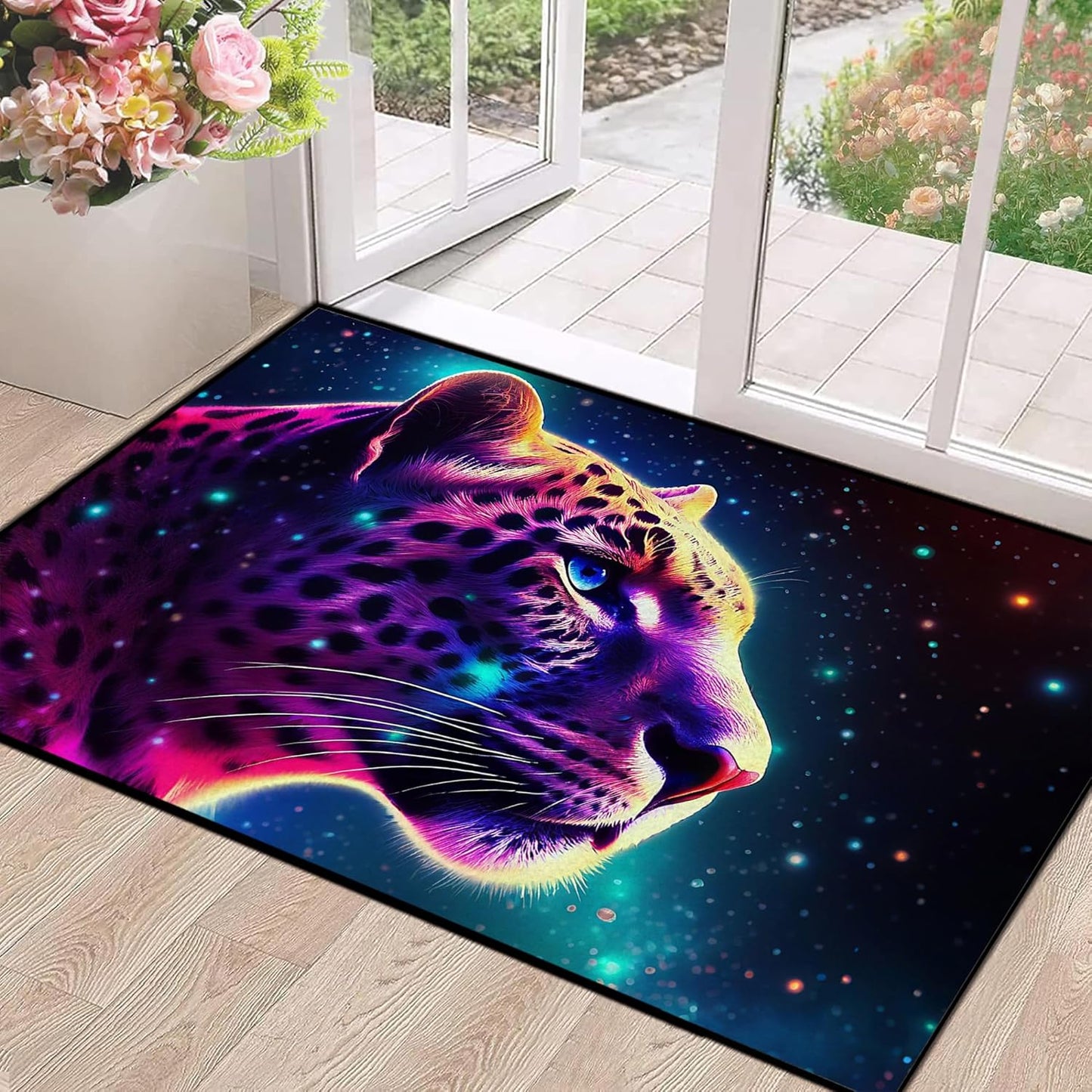 5' X 7' Galaxy Area Rug Dark Blue Starry Sky Carpets for Kids Bedroom Living Room Glitter Outer Space Throw Rugs Floor Mat