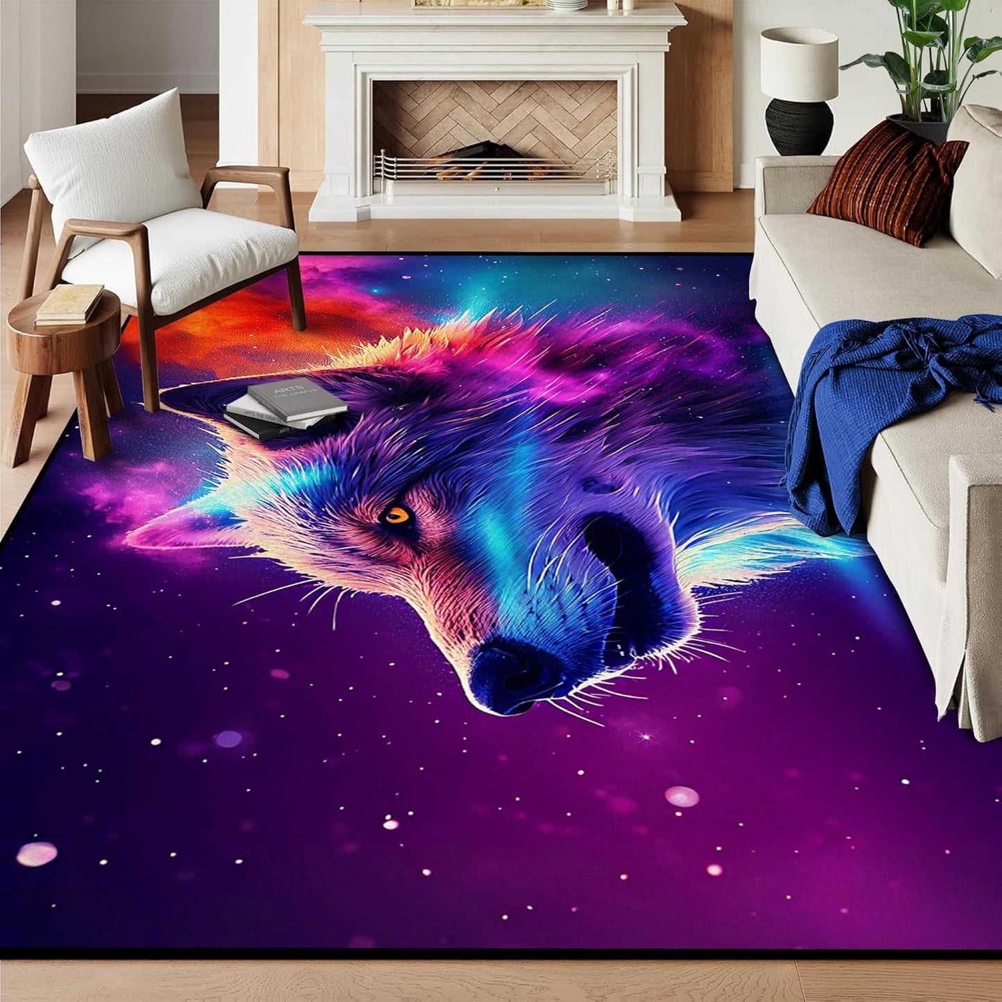 5' X 7' Galaxy Area Rug Dark Blue Starry Sky Carpets for Kids Bedroom Living Room Glitter Outer Space Throw Rugs Floor Mat