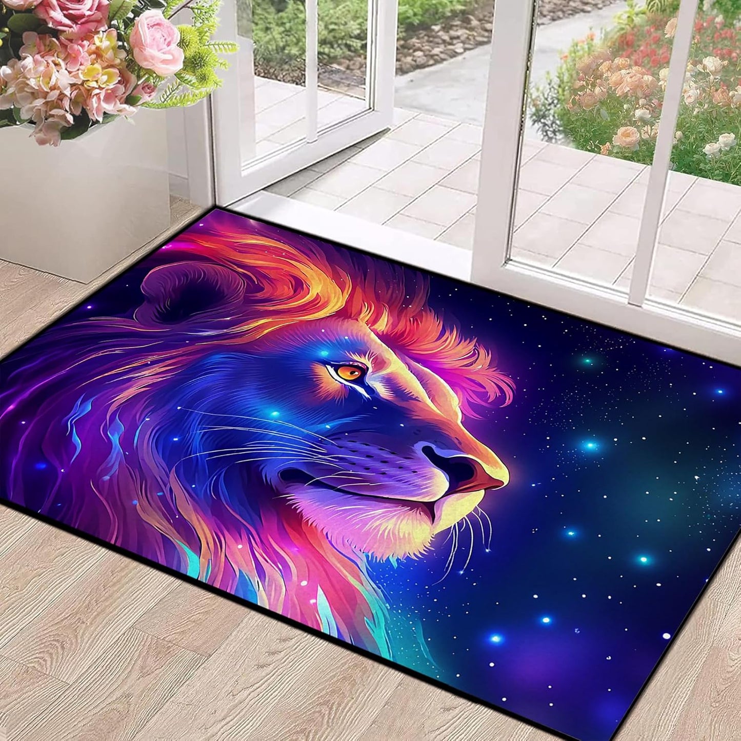 5' X 7' Galaxy Area Rug Dark Blue Starry Sky Carpets for Kids Bedroom Living Room Glitter Outer Space Throw Rugs Floor Mat