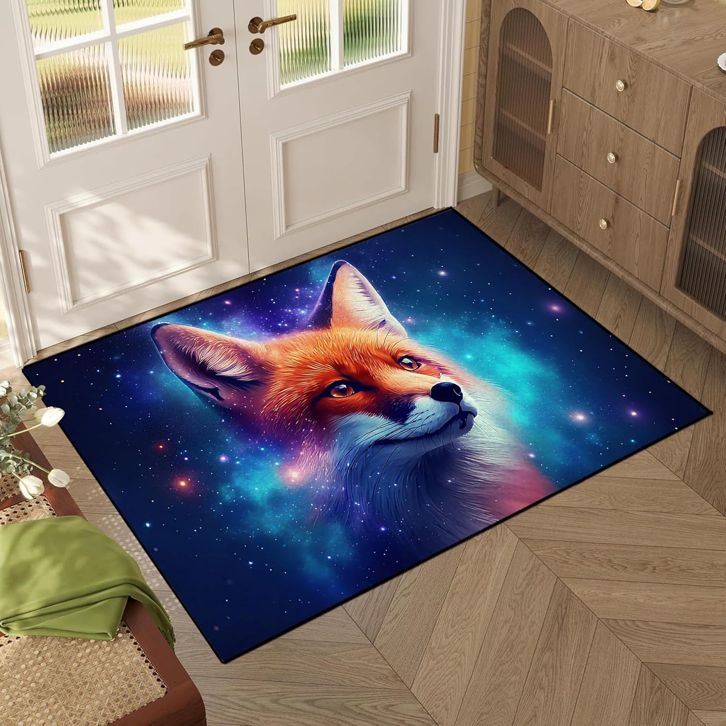 5' X 7' Galaxy Area Rug Dark Blue Starry Sky Carpets for Kids Bedroom Living Room Glitter Outer Space Throw Rugs Floor Mat