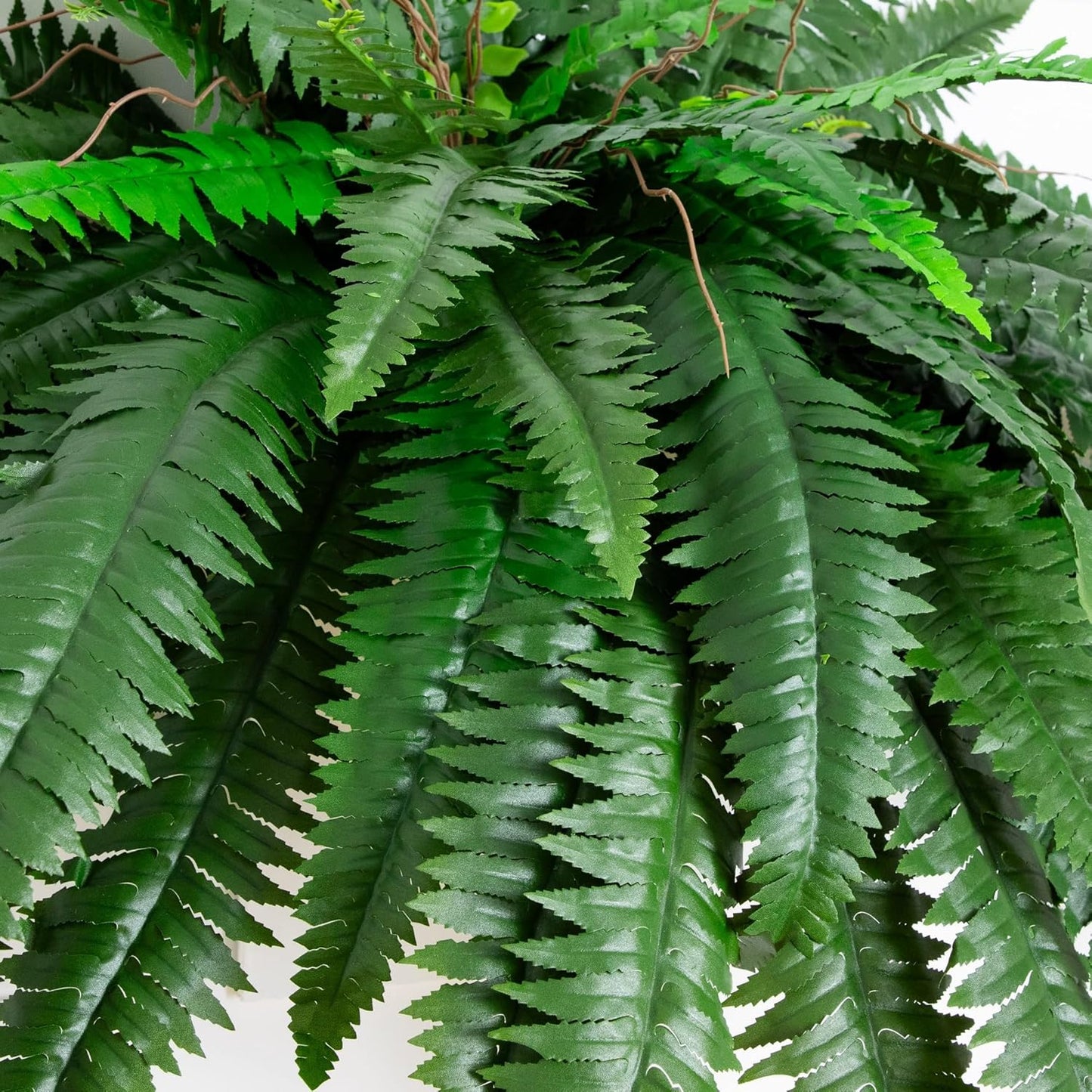 Nearly Natural 48-in Artificial Boston Fern, Set of 2, Large Hanging Fake Plant Wall Decor with 67 Fronds, Faux Fern Vines that Look Real for Home and Office Decor