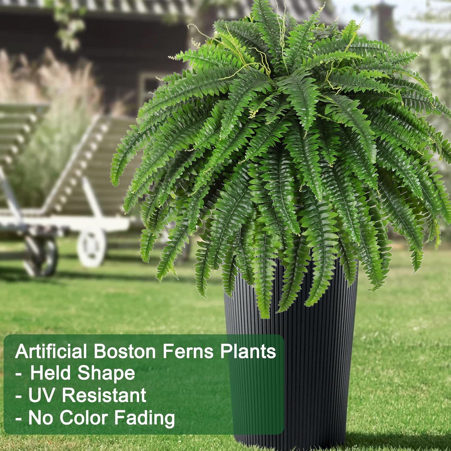 Single Silky Artificial Boston Fern Bush, 49Inch Large Artificial Ferns for Outdoors, Large Faux Ferns Artificial Plants,Suitable for Decorating Office, Living Room Faux Greenery,95Branches