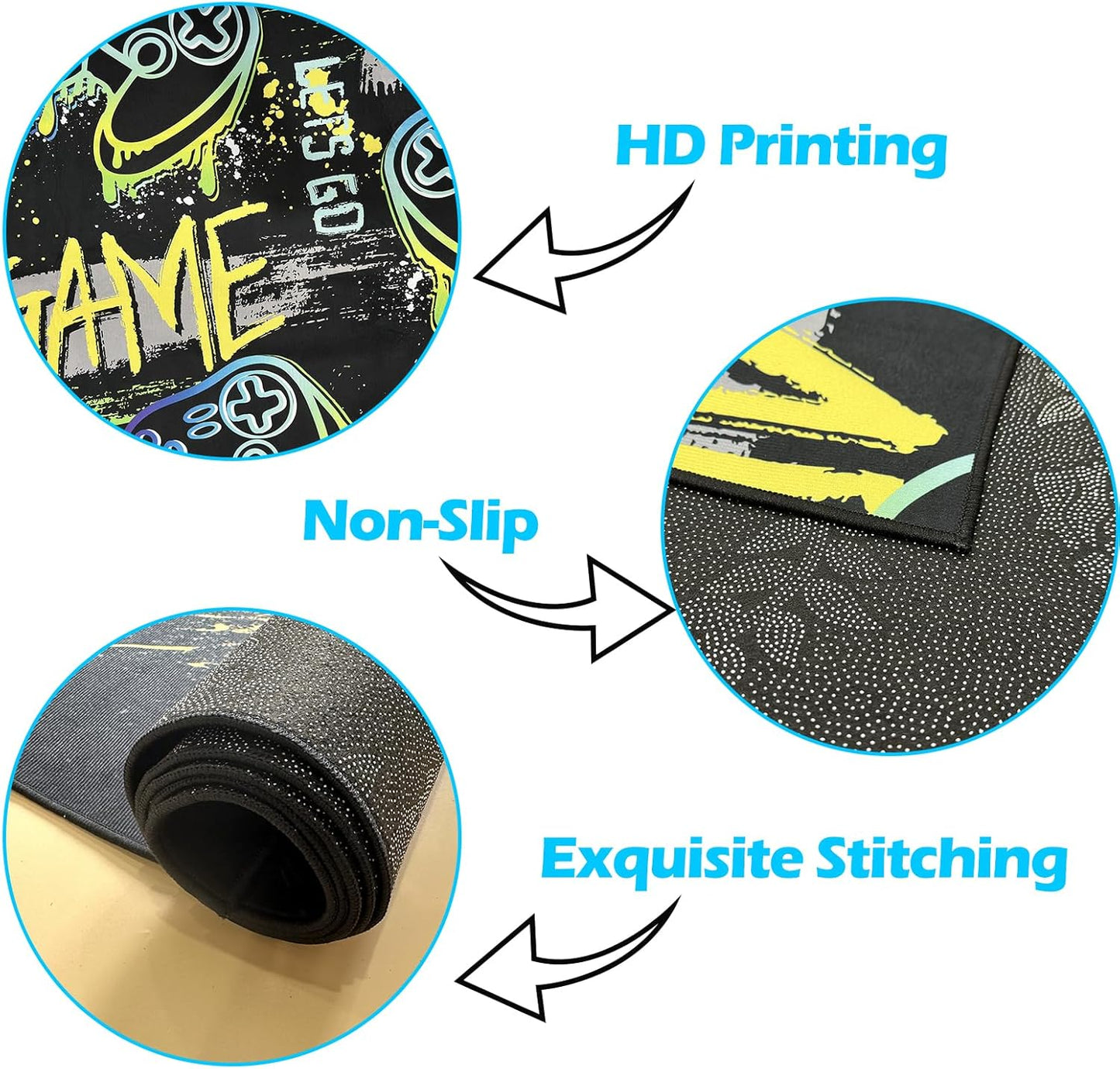 Gamer Rug for Game Room 5'x7' Non-Slip Gaming Rugs,Cool Graffiti Carpet for Bedroom Living Room Decor